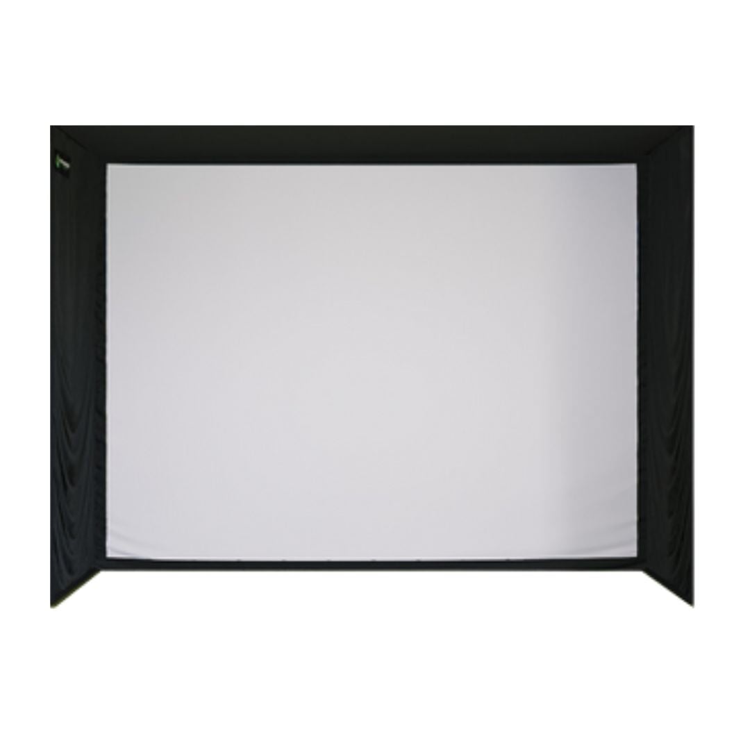 SIG12 simulator enclosure, black frame with white impact screen, on white