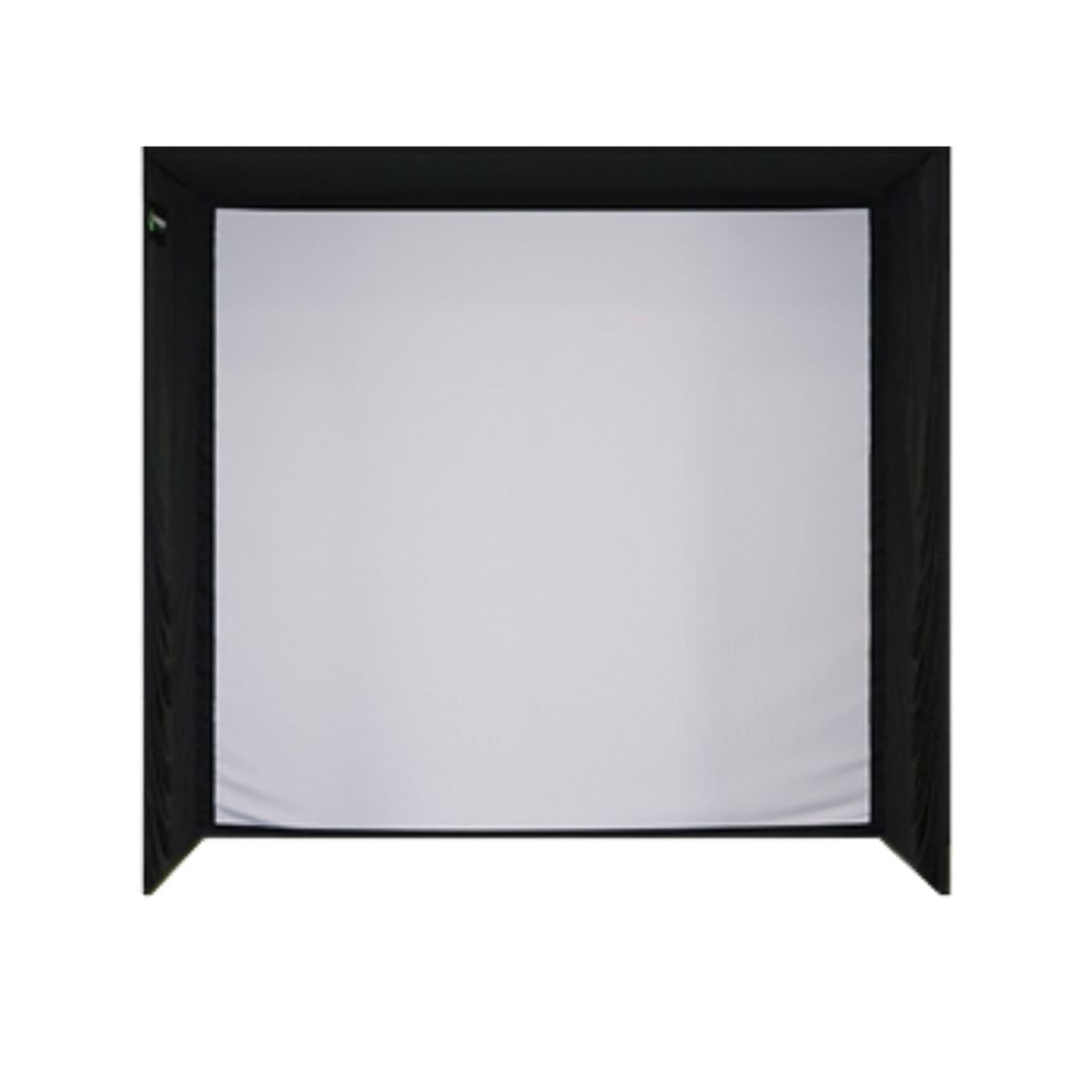 SIG8 simulator enclosure, black frame with white impact screen, on white
