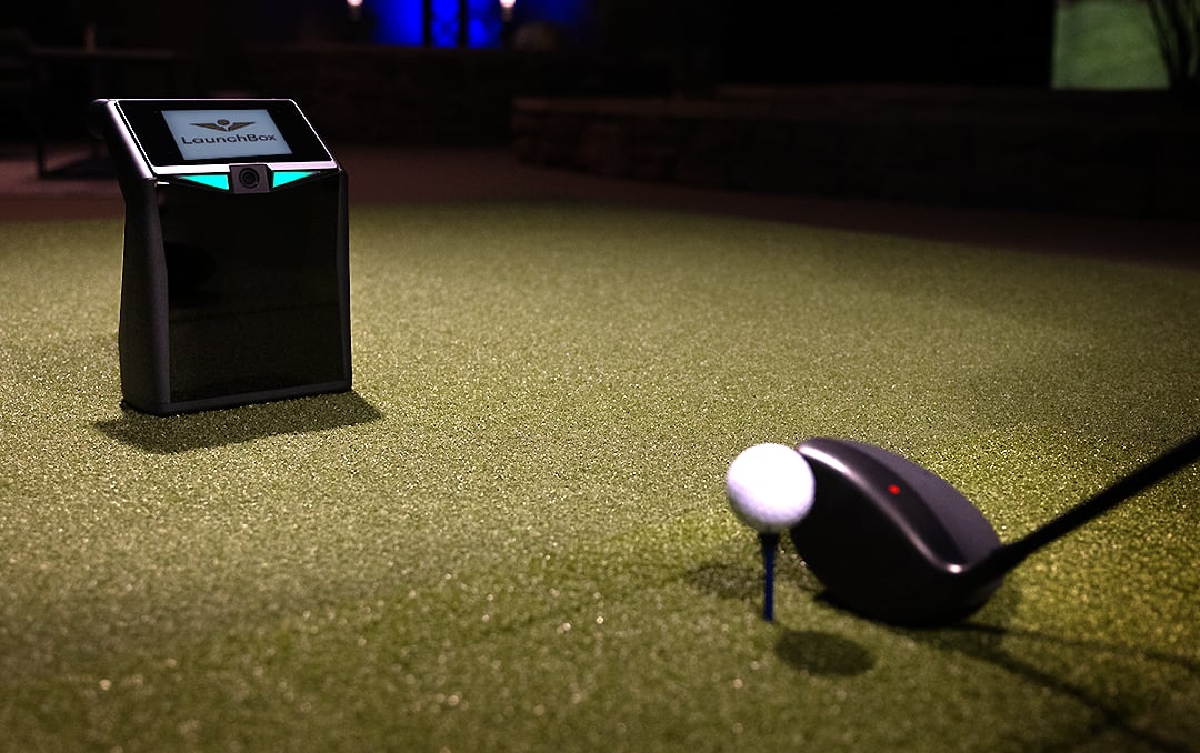 TruGolf LaunchBox in an indoor simulator bay