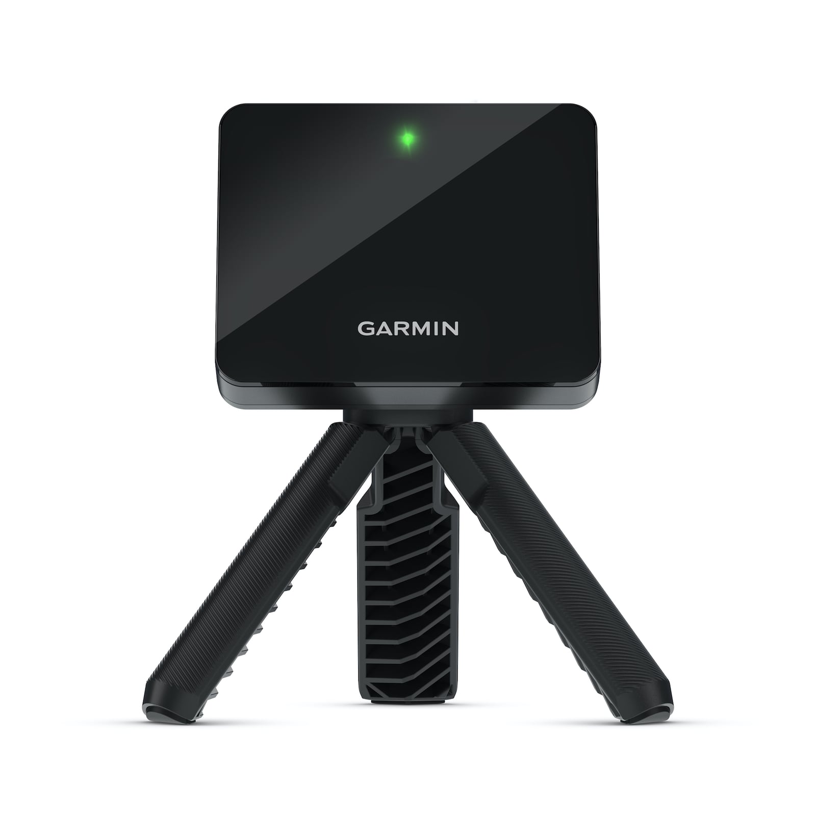 Garmin Approach R10 launch monitor on its tripod, the shipped configuration