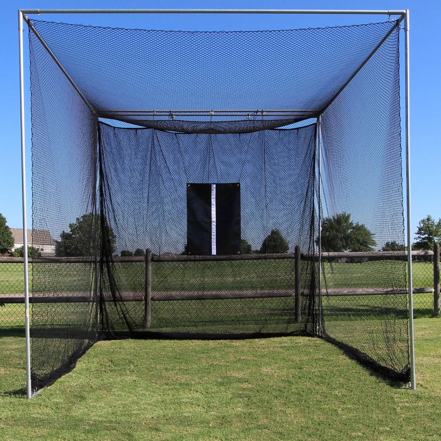 Cimarron Masters golf net, 10x10x10 cage assembled outdoors