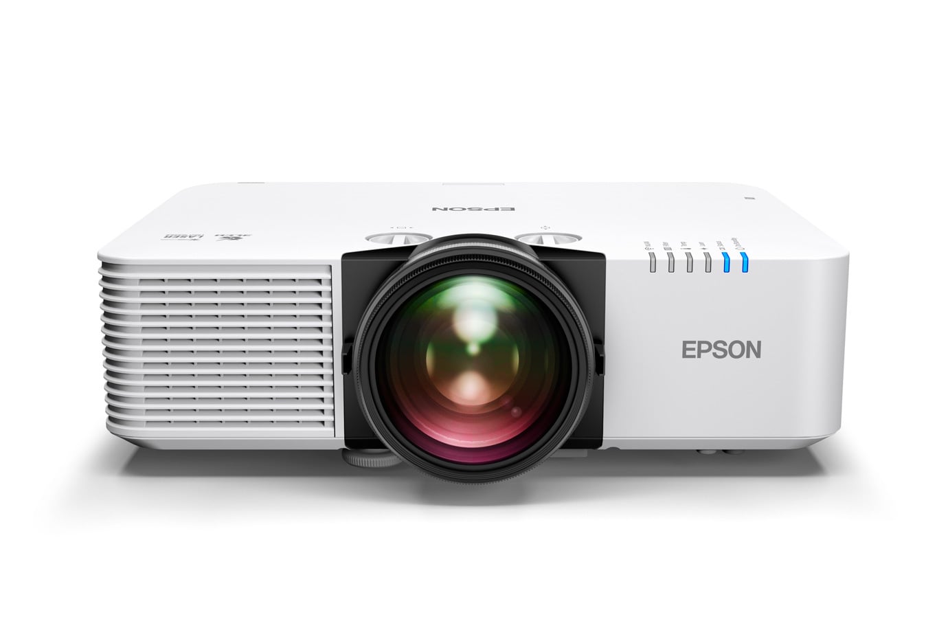 Epson L690SE laser projector, white chassis, three-quarter product view on white