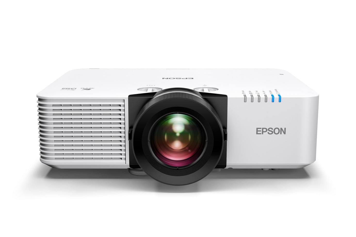 Epson L690SU laser projector, white chassis, three-quarter product view on white